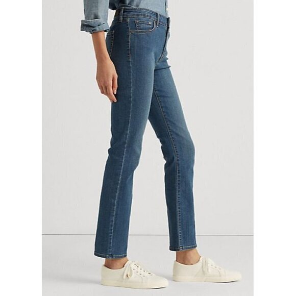 NWOT Ralph Lauren Premier Straight Mid Rise Jeans Blue 6 - Picture 2 of 7